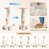 6 in 1 Kids Scooter, 3 Wheels Kick Scooter, Foldable Toddler Scooter with Adjustable Handbar, Removable Seat & Back Rest, Kid's Scooter with Flashing Wheels and Music for Boys and Girls 1-8 Years Old - Image 4