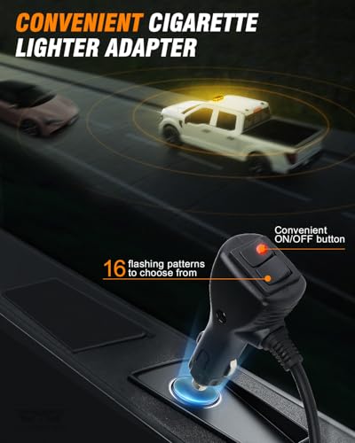 LUMENIX 56 LED Roof Top Strobe Beacon Lights Bar Rooftop Hazard Warning Emergency Safety Flashing Plow Light for Construction Vehicles Tow Commercial Trucks Postal Security Cars Snowplow - Amber - Thumbnail 4
