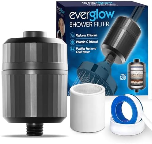 EVERGLOW High-Output Shower Filter, 100% Removes Chlorine, Moisturizes Dry Itchy Skin, Skin and ...