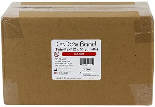 Miniatura 2 de CanDo Twin-Pak - Banda de ejercicio sin látex, color rojo, 100 yardas