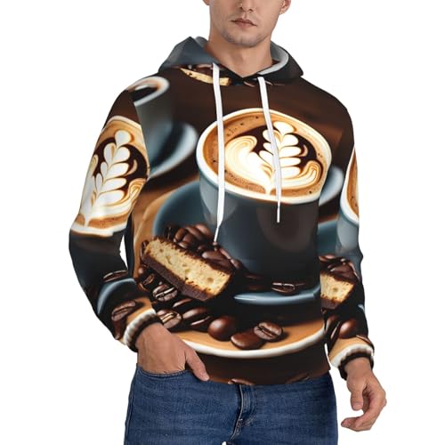 Sweat à capuche homme imprimé café pour le confort au quotidien et le sport