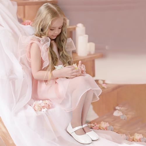 PANDANINJIA Girls Dress Shoes Toddler Flower Girl Kids Mary Jane Shoes Ballet Flats School Wedding Party Church Girls Shoes2