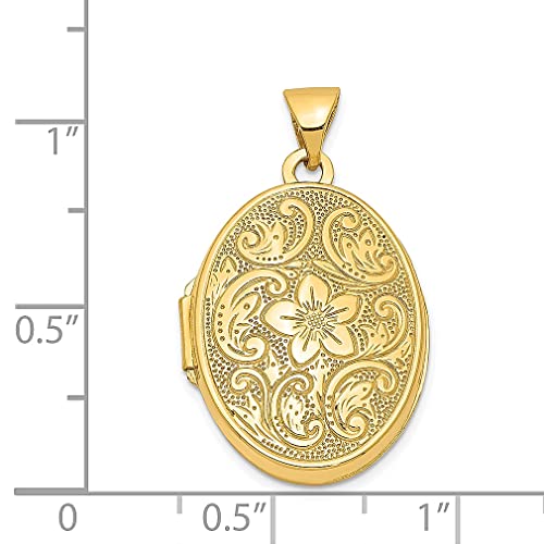 14K Yellow Gold Flower Locket Pendant Charm Oval Fine Jewelry For Women Gifts For Her #TOP4