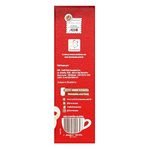 3 Corações Café Torrado e Moído Extra Forte, 500g vácuo