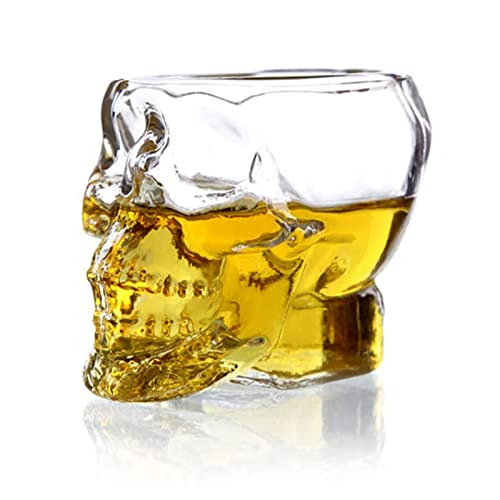ZPLMIDE Taza de cristal con diseño de calavera de cristal, vaso de chupito para whisky, vino, vodka, taza de regalo transparente para el hogar (1 unidad-350 ml) Cover