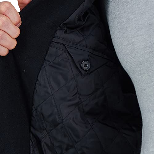 Haggar Men's Mid-Length Single Breasted Brushed Twill Topcoat, Black, X-Large #TOP3