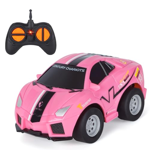 Highttoy Spielzeug ab 2 3 4 Jahre Mädchen, Ferngesteuertes Auto ab 3 Jahre 2.4GHz RC Auto Spielzeug ab 2 Jahre Mädchen Geschenk Motorikspielzeug mit Fernbedienung, Rosa