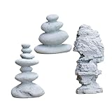 Frcolor 3個点 ミニ仿真假山石 魚缸水槽レイアウト用 ミニ盆栽模型 テラリウム苔テラリウム対応 マイクロ景観装飾