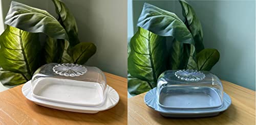 AL-FAHMI Modern Daisy Style Butter Dish with Lid - Dishwasher Safe - Perfectly Sized for Spreads, Grey/White Base 20x12.5x6.5cm - Image 5