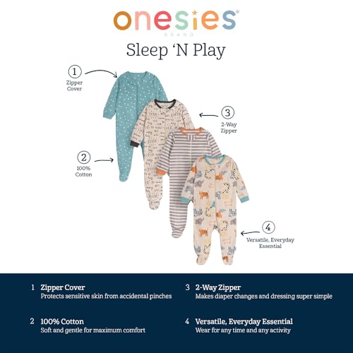 Image of ONESIES Brand Baby Boys Sleepers 4-Pack Footies and Toddler Set