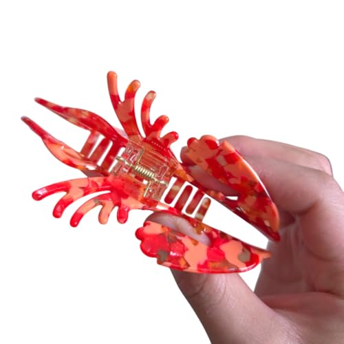 Pinzas para cabello grandes acetato rojo miniatura 4
