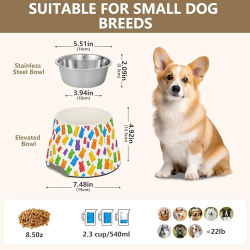 Bunte Gummibärchen für Hunde, rutschfest, Edelstahl, erhöhter Katzennapf für langsames Fressen