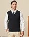 Kallspin Men’s Cable Knit Sweater Vest Pure Cotton V-Neck Sleeveless Knitted Pullover for Fall Winter(Charcoal, M)