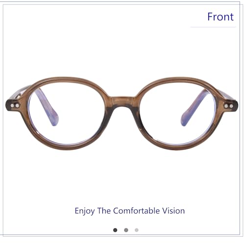 Image of Vintage Round Glasses for Men Women Retro Oval Blue Light Glasses Fake Nerd Eyeglasses