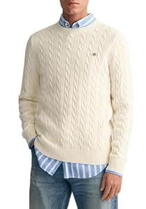 GANT Men's Cotton Cable C-Neck Sweater,