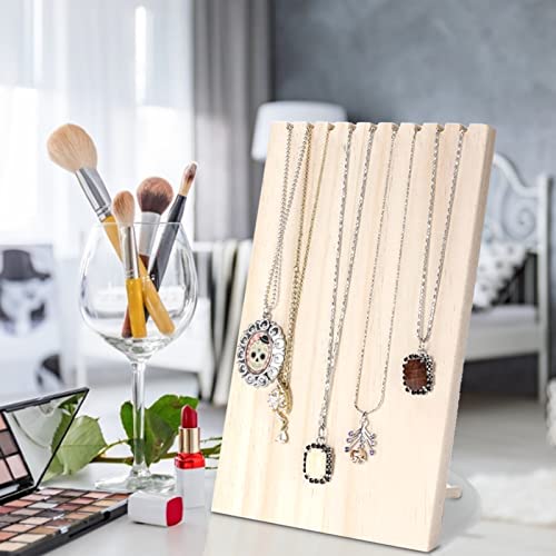 MOUMOUTEN Jewelry Display Stand Storage Rack, 9 Slots Wooden Jewellery Displayed Equipment, Necklace Display Wood Frame