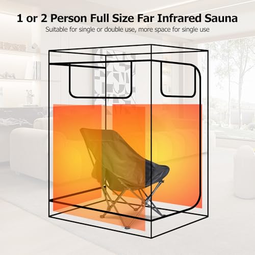 Smartmak Portable Infrared Sauna,1 or 2 Person Oversize Infrared Sauna Box with 660nm Red Light Therapy, Full Body Sauna Tent for Home, Folding Chair (Blue-2 Person) by Smartmak - Image 8