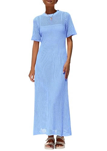 Image of PRETTYGARDEN Womens Eyelet Crochet Maxi 2 Piece Dress Sets