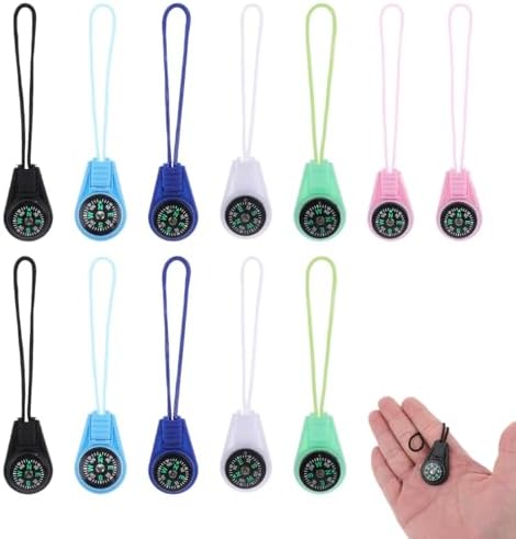 12 Pack Small Compass Keyrings,Multi-Color Mini Compass Kids with...