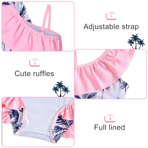 Image of Funnycokid Baby Toddler Girls Swimsuit 4 Piece Bathing Suit Long Sleeve Rash Guard Sets 12 Months-7 Years