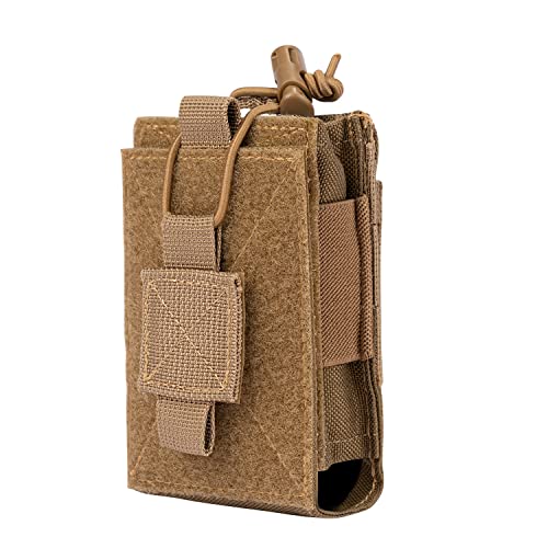 Dotacty Adjustable Radio Pouch MOLLE Holder for Tactical Duty Belt Two Ways Radio Holster Walkie Talkies Case Mag Carrier 5.56mm 7.62mm Magazine Nylon Carry Bag for Police Security Rescue CB