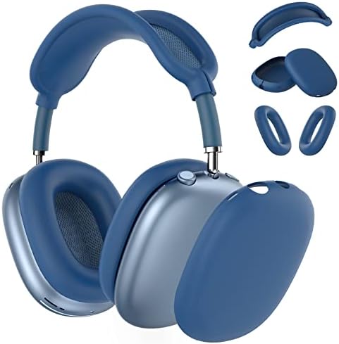 Silicone Case Cover for AirPods Max Headphones, Anti-Scratch Ear Pad Case Cover/Ear Cups Cover/Headband Cover for AirPods Max, Accessories Soft Silicone Skin Protector for Apple AirPods Max (Blue)