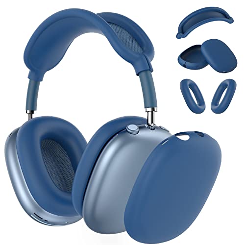 Silicone Case Cover for AirPods Max Headphones, Ear Pad Case Cover/Ear Cups Cover/Headband Cover for AirPods Max 2/1 (2026/2024/2020)(USB-C/Lightning),Silicone Accessories for Apple AirPod Max 2, Blue by MINDRESY - Used condition - US$14.98