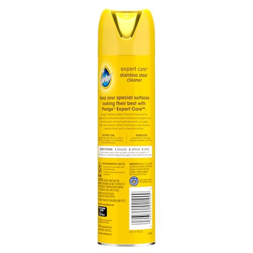 Image of Pledge Expert Care Stainless Steel Polish, Fridge Spray, Lemon Scent, 9.7oz