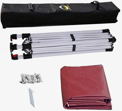 CROWN SHADES 10x10 Pop up Canopy Outside Canopy, Patented One Push Tent Canopy, Upgrade Version with 300D Silver Coated Top, Wheeled Carry Bag, Bonus 8 Stakes and 4 Ropes, Red