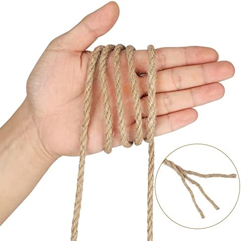G2PLUS 6MM Thick Jute Rope, 50M Strong Hemp Garden Rope, 3-Ply Jute Twine String for DIY Crafts Arts and Gardening Applications