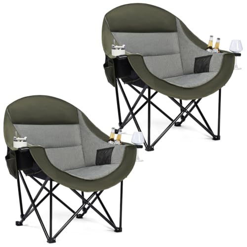 Image of Oversized Camping Chair for Adults 2 Pack - Heavy Duty Outdoor Padded Chair