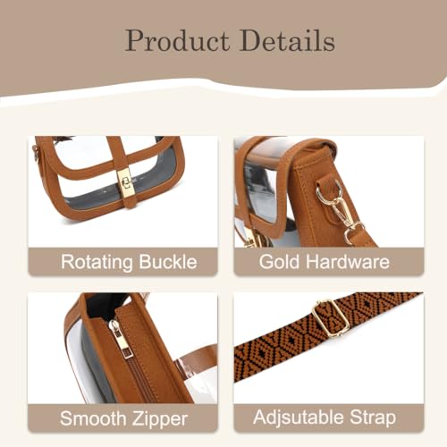 Image of LOXOMU Clear Bag for Stadium Events, Cute Clear Crossbody Bag Stadium Approved, Small Clear Concert Purse for Women
