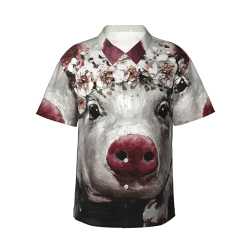 Chemise de vacances imprimé cochon de fleurs style hawaiien unique