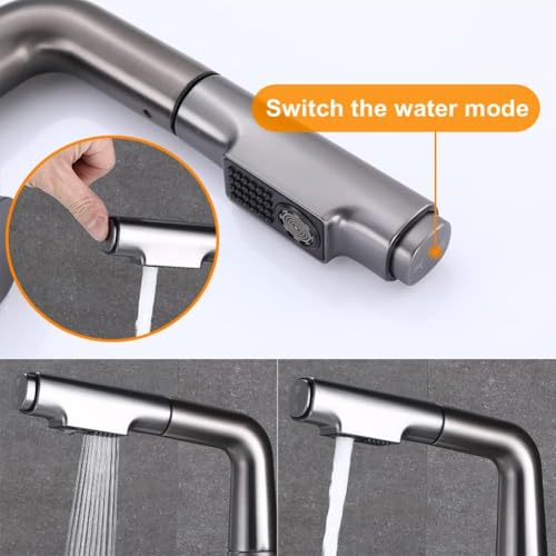 Mitigeur lavabo gris jet extensible en laiton LWX