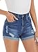 FEKOAFE Womens Summer Shorts 2024 Fashion Casual Blue Mid Waisted Jean Folded Hem Denim Shorts Blue Large