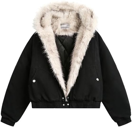 Short Commuter Cotton Padded Jacket with Hood Warm Casual Coat