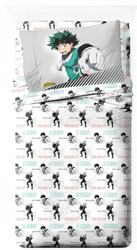 Jay Franco My Hero Academia - Juego de sábanas de tamaño individual, juego de cama de 3 piezas súper suave, sábanas de microfibra de anime que incluye fundas de almohada reversibles