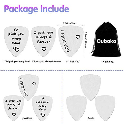 3Pcs Guitar Picks,I Pick You& I'd Pick You Every Time&I Pick You Always&Forever Guitar Pick Gift for Him Musician Husband Boyfriend Fiancé Dad