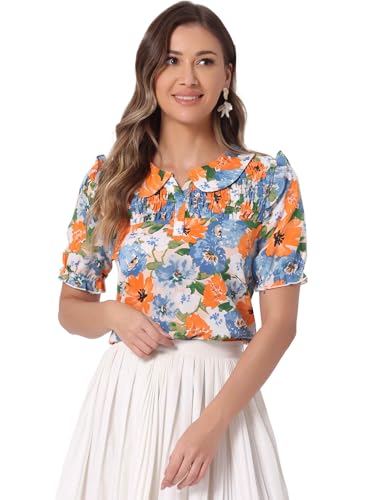 Haut à col Peter Pan Allegra K : le chemisier floral confortable qui structure la silhouette