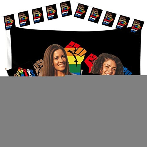 3 Pcs Bandeira do Orgulho Progressivo | Gay Pride Flag Set com 3x5ft Grande Bandeira, 9.84ft Rainbow