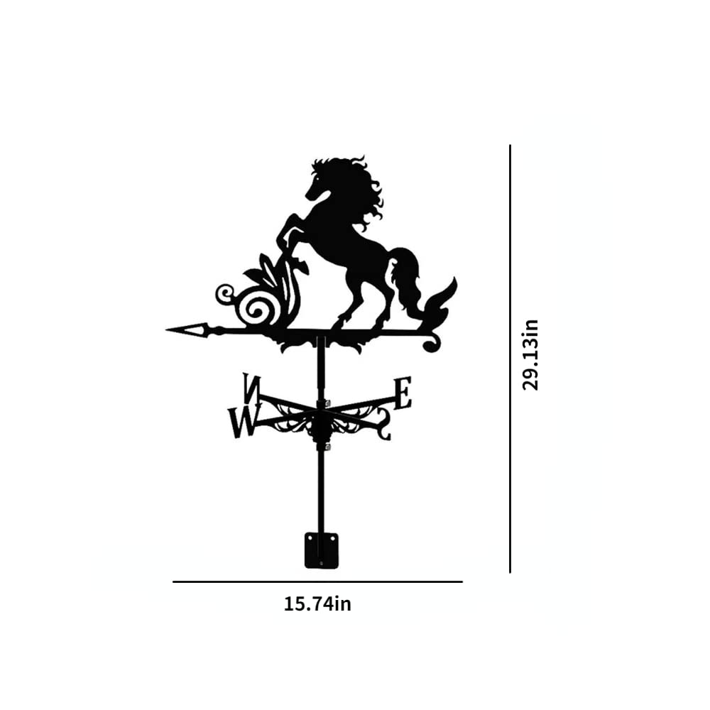 YFEIQI 3D Animal Metal Weather Vane, Roof Weather Vane, Weather Direction Indicator, Garden Statue, Garden Windmill, Roof Decoration Accessories for Garden, Yard, Roof Decoration (Mustang)