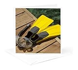 3dRose Honduras, Bay Islands, Utila, snorkel gear - SA12 JME0043 - John and Lisa Merrill 1 Greeting Card with envelope