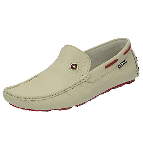 Sapato Mocassim Casual Masculino Sider Gelo Couro Selten 44, Off White