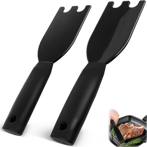 2 Pack Black Grill Scraper Spatula for George Foreman Indoor Grills, Heat-Resistant Nylon Cleaner Tool with Grooves for Easy Cleaning, Non-Stick Surface & Comfort Grip