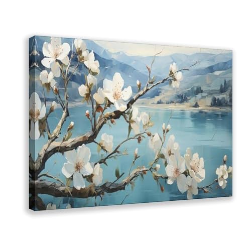 NFDVFHFRQ Blooming Apricot Tree Nature Poster Canvas Poster Wall Art Decor Print Picture Paintings for Living Room Bedroom Decoration 12x18inch(30x45cm)