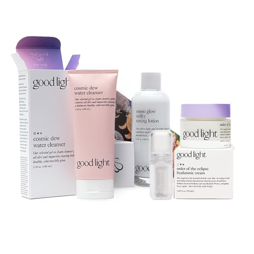 good light All-Stars Kit. An Otherworldly Korean Skincare Set With Our Top-Rated Cleanser, Toner, Moisturizer & Lip Milk. Use As Daily Skincare Routine, Gift Set, Beauty Essentials For Celestial Glow.