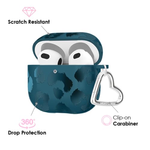 VELVET CAVIAR Compatible with AirPods 4 Case with Keychain - Cute Protective Hard 4th Generation Cases for Women - Metallic Navy Leopard by VELVET CAVIAR - Used condition - Image 3