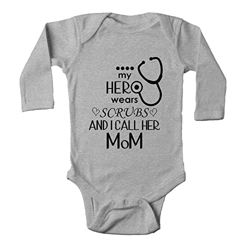 My Hero Wears Scrubs and I Call Her Mom Newborn Bodysuit Unisex Bodysuit Long Sleeve Baby Climing Jumpsuit