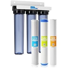 Max Water 3 Stage Sediment, Organic Compounds, Taste & Odor Whole House 20 inch x 2.5 inch, Water Filtration System - Sediment + GAC + CTO - 3/4" Inlet/Outlet