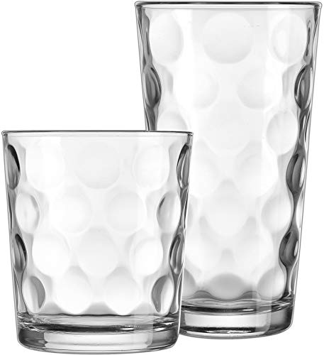 He Modern Drinking Glasses Set, 12-Count Galaxy Glassware, Includes 6 Cooler Glasses (17Oz) 6 Dof Glasses(13Oz)12-Piece Elegant Glassware Set #TOP3